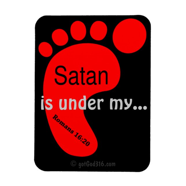 Satan under min fot gotGod316.com Red Foot Magnet (Vertikal)