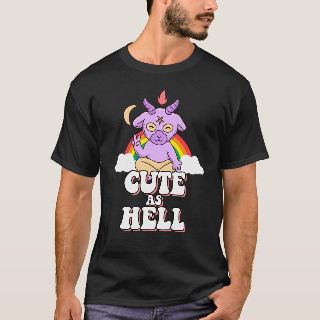 Satan Unicorn Goat Cute as helvetet T Shirt (Framsida)