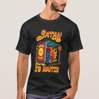 Satan väntar på Buss-Stop-funny Lucifer Gif T Shirt