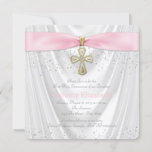 Satäng för vit för nattvardsgång för rosakor inbjudningar