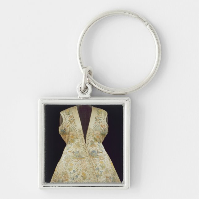 Satängjaktlag som broderas med silke in fyrkantig silverfärgad nyckelring (Framsidan)