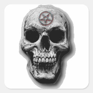 Satanic Evil Skull Design Fyrkantigt Klistermärke