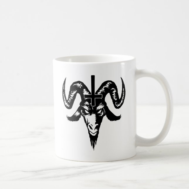 Satanic gethuvud med kor (svarten) kaffemugg (Höger)