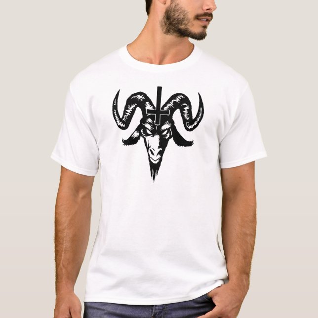 Satanic gethuvud med kor (svarten) t shirt (Framsida)