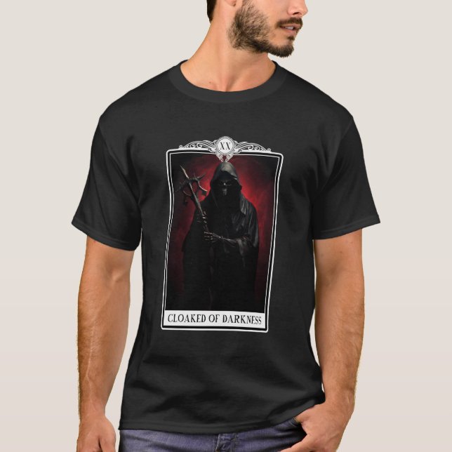 Satanic Grim Reaper Tarot Card Witchcraft Gothic O T Shirt (Framsida)