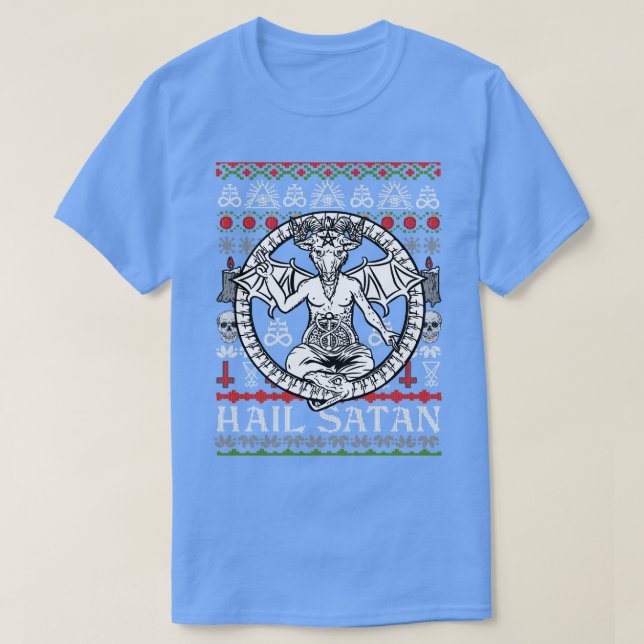 Satanic jul Hail Satan Ugly Sweater T Shirt (Design framsida)