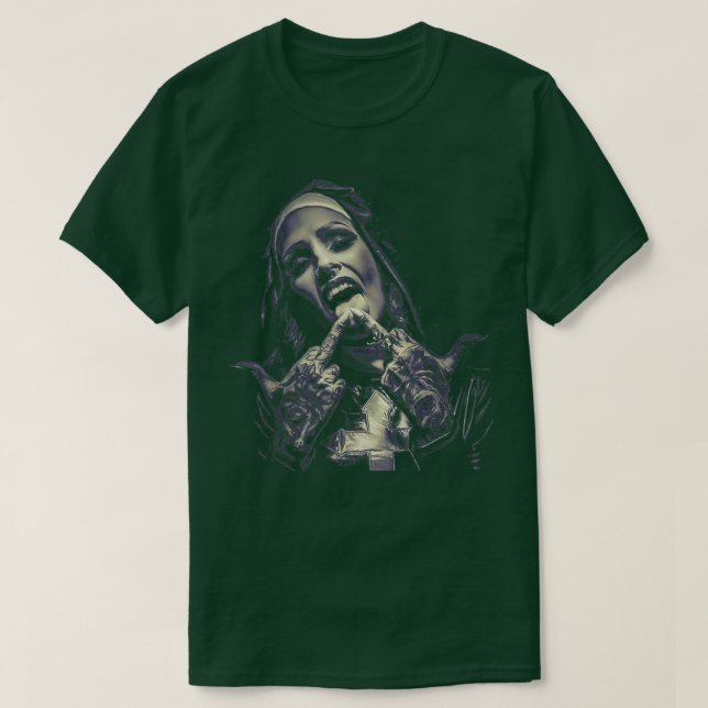 Satanic Nun Tattoos Unholy T Shirt (Design framsida)