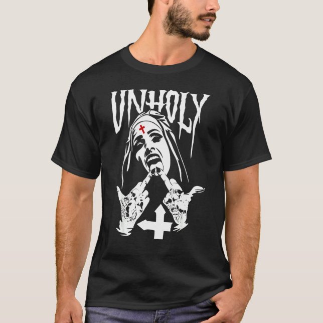 Satanic Nun Tattoos Unholys 1 T Shirt (Framsida)