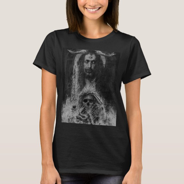 Satanic Occult Gothic Mörk Unholy Witchcraft Grung T Shirt (Framsida)