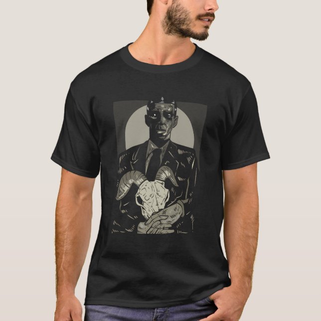 Satanic Occult Mörk Art Evil 666 Antichrist Goth T Shirt (Framsida)