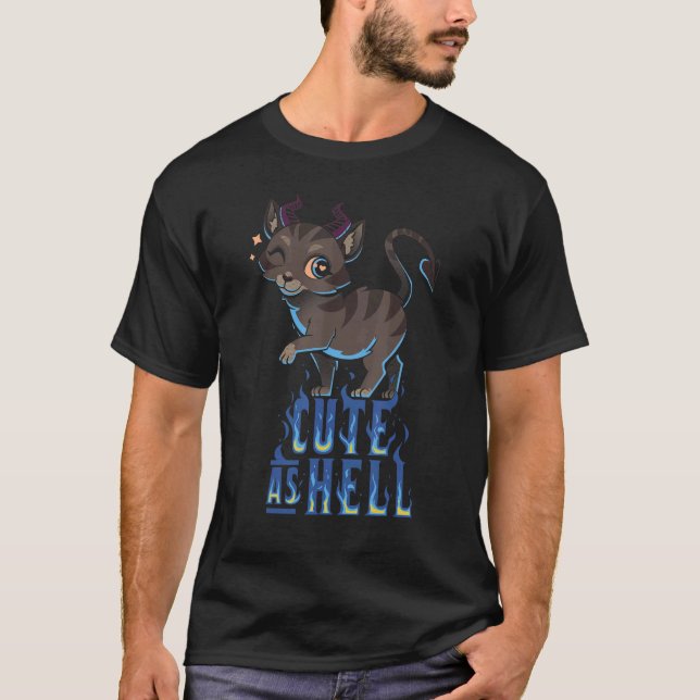 Satanicat Cute as helvetes esoteric Satanic Cat Ba T Shirt (Framsida)