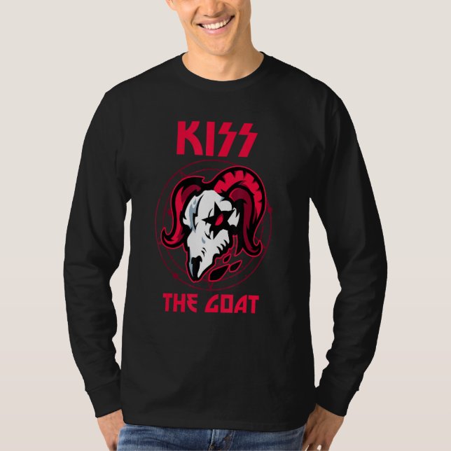 Satanisk Baphomet Ockult Pentagram Satanism Kyss T Shirt (Framsida)