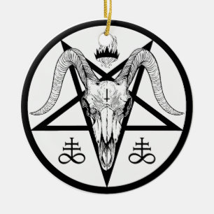 Satanisk pentagram julgransprydnad keramik
