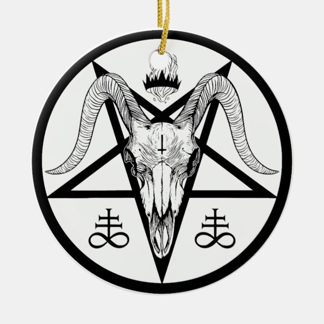 Satanisk pentagram julgransprydnad keramik (Framsidan)