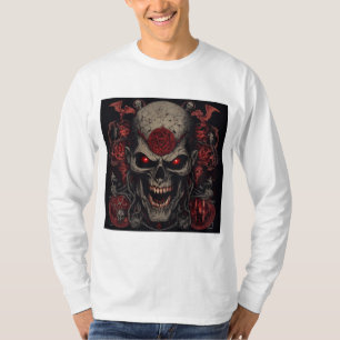 Sataniska symboler, arg zombie ansikte, underlig,l t shirt