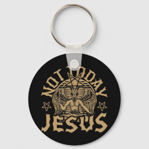 Sataniskt baphomet Satan Inte i dag Jesus Tank Top Nyckelring