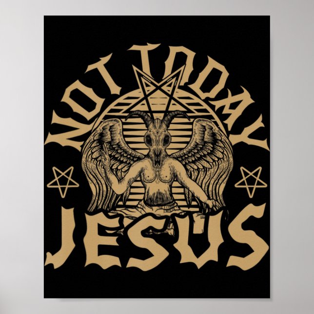 Sataniskt baphomet Satan Inte i dag Jesus Tank Top Poster (Framsidan)