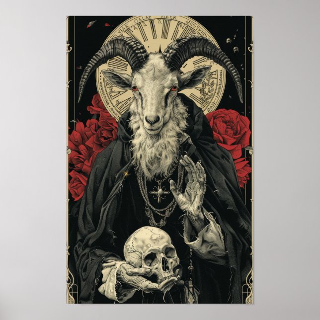 Sataniskt Goat Art nouveau Tarot Card Poster (Framsidan)