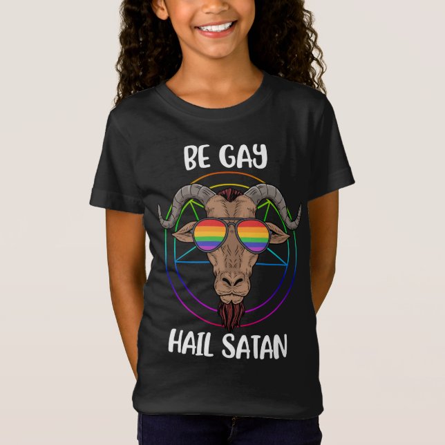 Satanism HBT Satan Gay pride Homosexual T Shirt (Framsida)