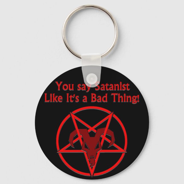 Satanist Bad Sak Mörk Humor Goat Pentacle Nyckelring (Framsida)