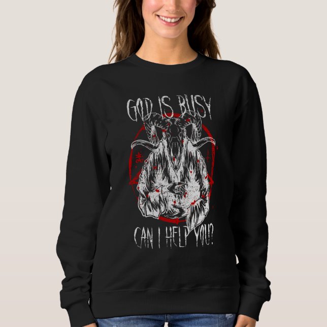 Satanist Baphomet 666 Satanism God Is Busy Can I H T Shirt (Framsida)