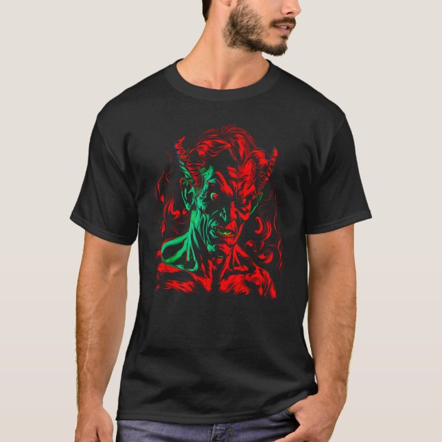Satanist Djävul Röd Demon Mammon T Shirt (Framsida)