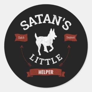 Satans lilla Helper Funny Dutch Shepherd Runt Klistermärke