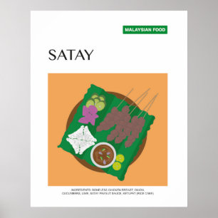 Satay Malaysia Travel Food Wall Art Poster