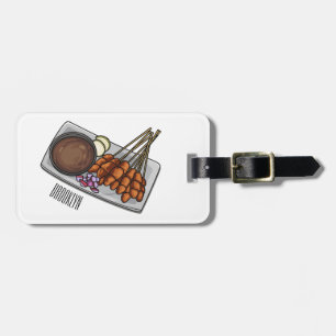 Satay tecknad illustration bagagebricka