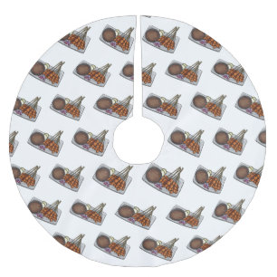 Satay tecknad illustration julgransmatta borstad polyester