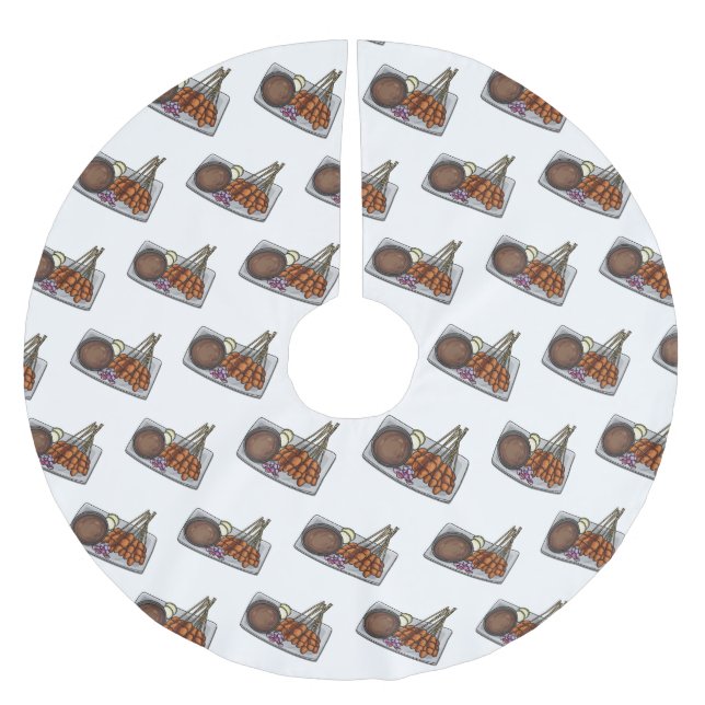 Satay tecknad illustration julgransmatta borstad polyester (Framsidan)