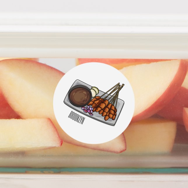 Satay tecknad illustration klistermärke (Påsatt)