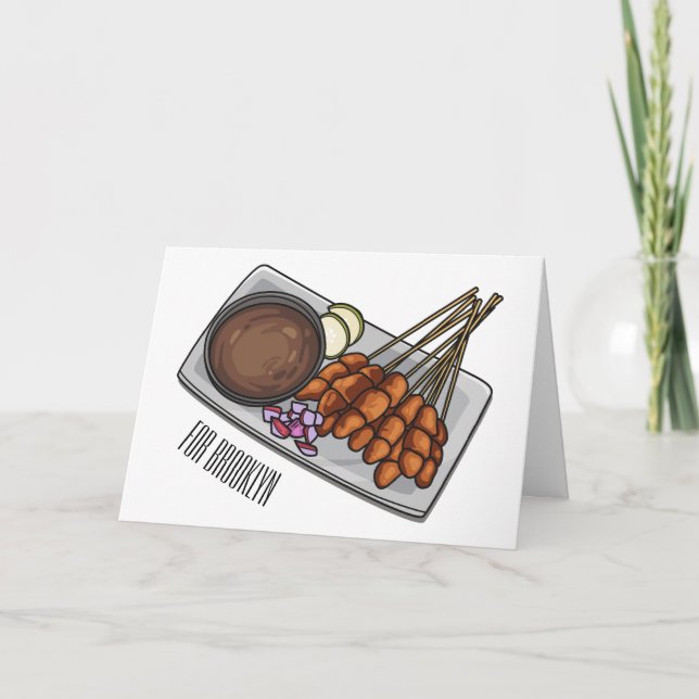 Satay tecknad illustration kort (Framsida)