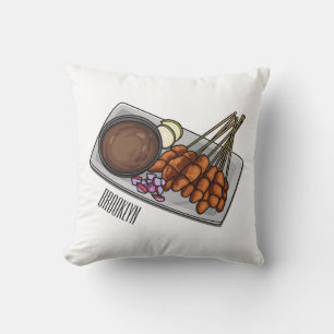 Satay tecknad illustration kudde