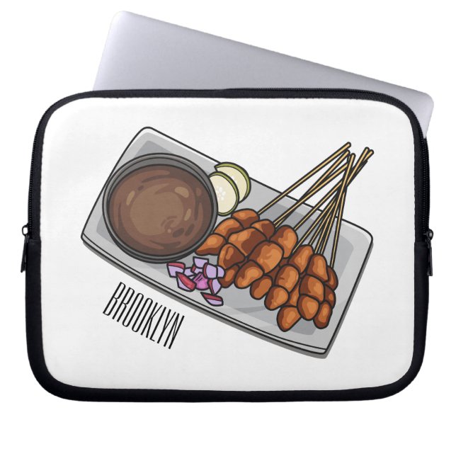 Satay tecknad illustration laptop fodral (Framsidan)