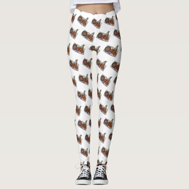 Satay tecknad illustration leggings (Framsida)