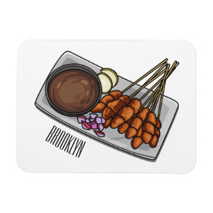 Satay tecknad illustration magnet