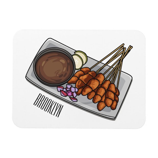 Satay tecknad illustration magnet (Horisontell)