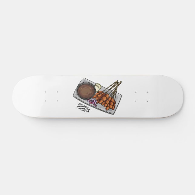 Satay tecknad illustration mini skateboard bräda 18,5 cm (Horz)