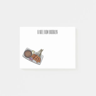 Satay tecknad illustration post-it block