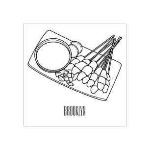 Satay tecknad illustration stämpel