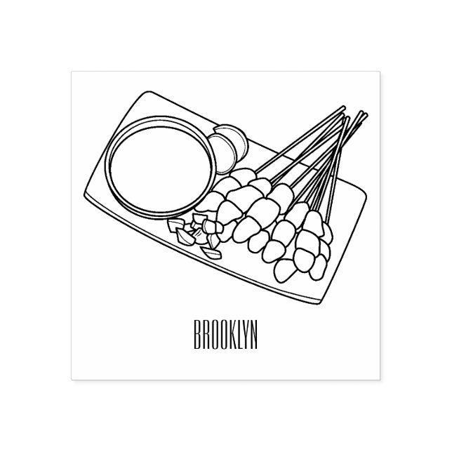 Satay tecknad illustration stämpel (Tryck)