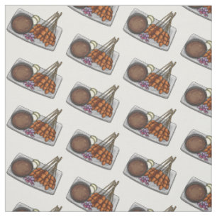 Satay tecknad illustration tyg
