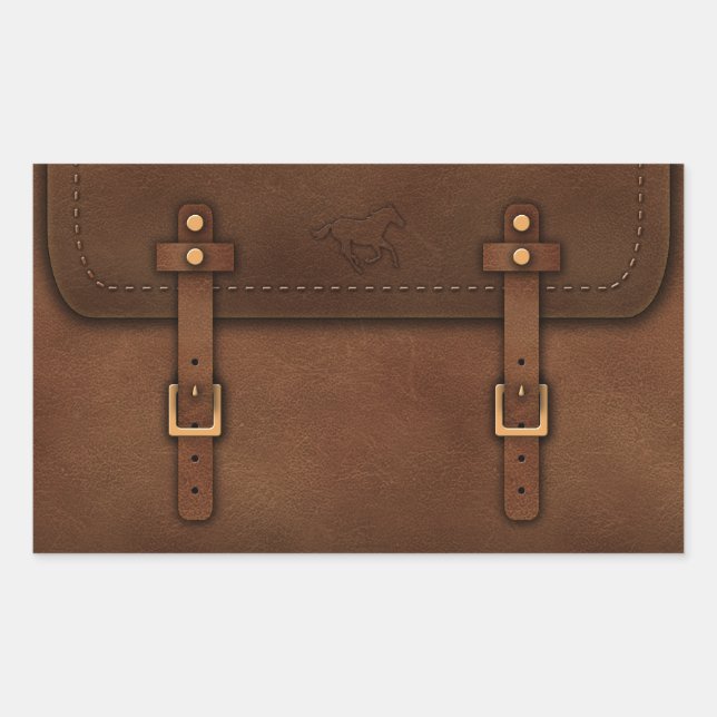 satchel Pony Express läder Rektangulärt Klistermärke (Framsida)