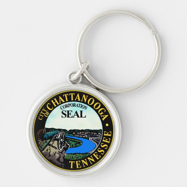 Säte av Chattanooga, Tennessee Rund Silverfärgad Nyckelring (Framsidan)