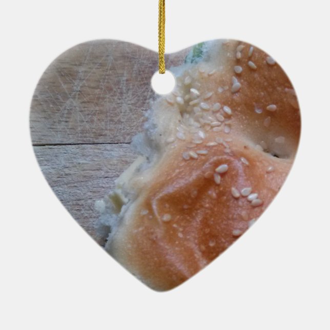 Säte på trähyllor, friska livsmedel, rullar julgransprydnad keramik (Baksidan)