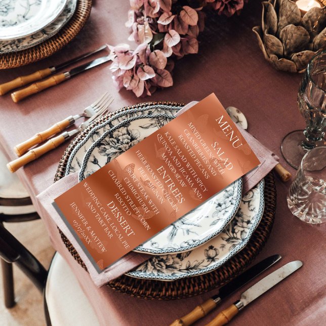 Sateen Snöre Butterfly Bröllop Flat Menu Meny (Skapare uppladdad)