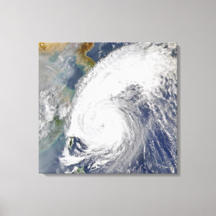 Satellit- avbilda av en typhoon canvastryck