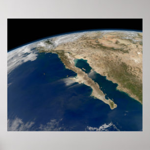 Satellit- avbilda den Baja peninsulan Mexico Poster
