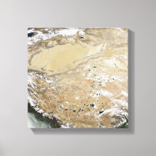 Satellit- beskåda av den tibetana platån canvastryck